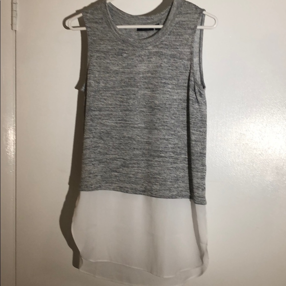 Gray and white top